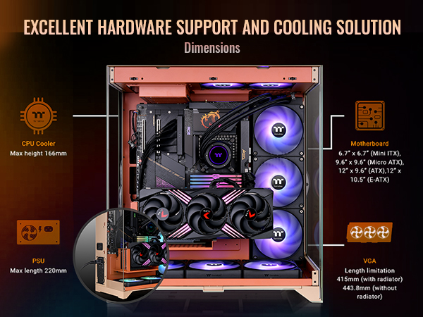 Thermaltake CTE E550 TG Gravel Sand Mid Tower ATX Case; 3 Tempered